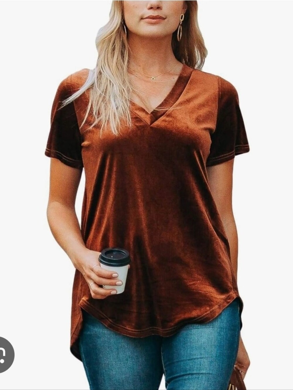 Amaryllis Shirred Velvet V-Neck Short Sleeve Top Sz 3x